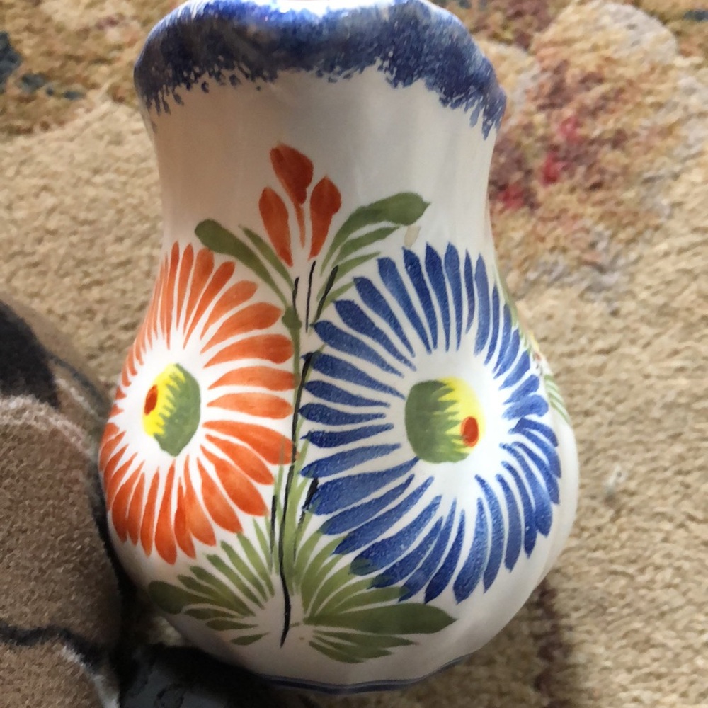 HB HENRIOT QUIMPER Small creamer  Dahlia Decor Vintage French Faience